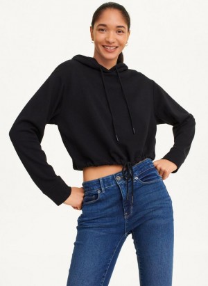 Hoodies DKNY French Terry Cropped γυναικεια μαυρα | Greece_D1725