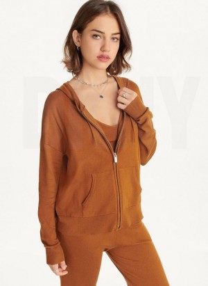 Hoodies DKNY Knit γυναικεια καφε | Greece_D0381