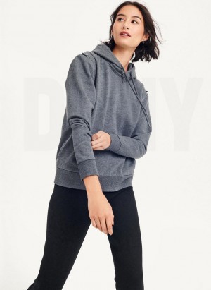 Hoodies DKNY Long Sleeve με φερμουαρ Shoulder With Detachable γυναικεια γκρι | Greece_D0261