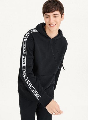 Hoodies DKNY Taped Logo ανδρικα μαυρα | Greece_D0384