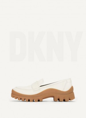 Loafers DKNY Lug Sole γυναικεια ασπρα | Greece_D1095