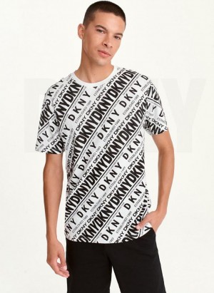 μπλουζακια DKNY ALLOVER DIAGONAL LOGO ανδρικα μαυρα | Greece_D0256