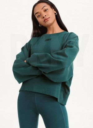 Φούτερ DKNY Balance Oversized Crewneck Pullover γυναικεια Ελιά | Greece_D1566