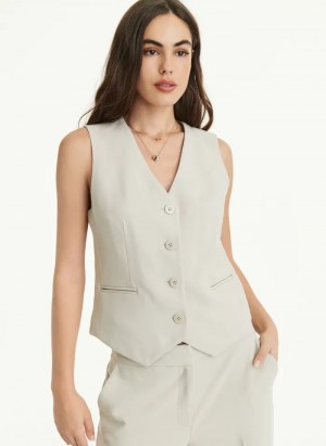 Μπουφαν DKNY Besom Pocket Vest γυναικεια Μπεζ | Greece_D0239