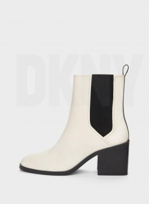 Μποτεσ DKNY Block Heel Chelsea γυναικεια ασπρα | Greece_D0564