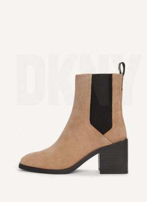 Μποτεσ DKNY Block Heel Chelsea γυναικεια καφε | Greece_D1802