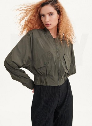 Μπουφαν DKNY Bomber γυναικεια Ελιά | Greece_D1387