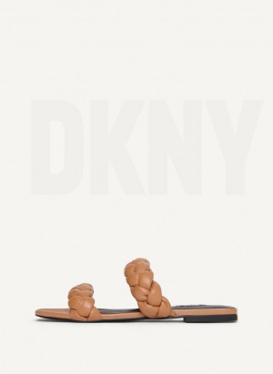 Σαγιοναρεσ DKNY Braided Double λουρακια γυναικεια καφε | Greece_D0516