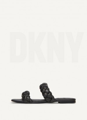 Σαγιοναρεσ DKNY Braided Double λουρακια γυναικεια μαυρα | Greece_D1621