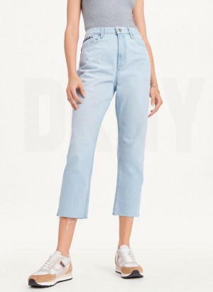 Τζιν DKNY Broome Cropped Distressed γυναικεια ανοιχτο μπλε | Greece_D1303