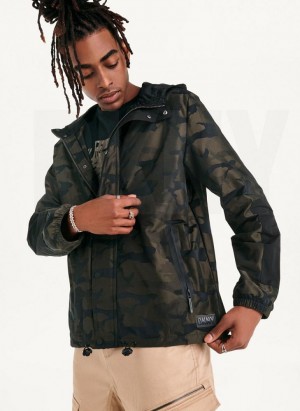 Μπουφαν DKNY Camo Κουκουλοφόρος ανδρικα Ελιά | Greece_D0532