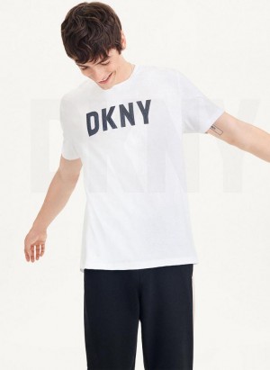 μπλουζακια DKNY Clean Front Logo ανδρικα ασπρα | Greece_D0955