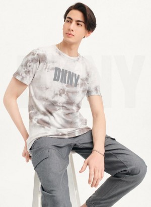 μπλουζακια DKNY Cloud Wash Logo ανδρικα γκρι | Greece_D1756