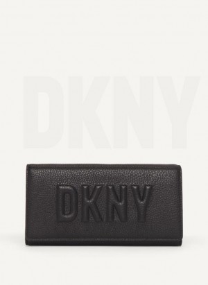 πορτοφολια DKNY Continental Raised Logo γυναικεια μαυρα | Greece_D0462