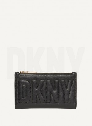 πορτοφολια DKNY Elsa Bifold Card Holder γυναικεια μαυρα χρυσο χρωμα | Greece_D1902