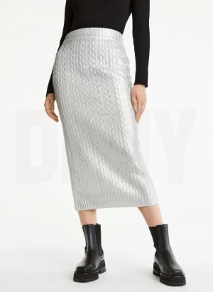 φουστεσ DKNY Foil Maxi γυναικεια ασπρα | Greece_D1433