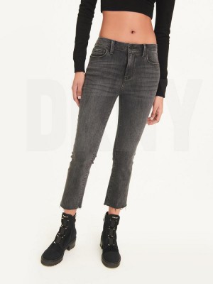 Τζιν DKNY Foundation Slim Stright Crop With Raw Hem γυναικεια γκρι | Greece_D0994