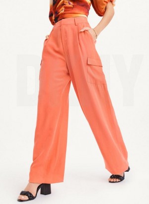 Παντελονι DKNY Frosted Twill γυναικεια πορτοκαλι | Greece_D0179