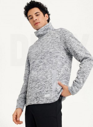 Φούτερ DKNY Funnel Neck Pullover ανδρικα ανοιχτο γκρι | Greece_D0182