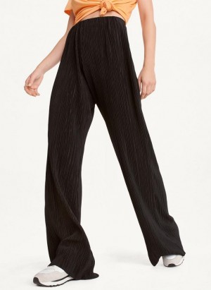 Παντελονι DKNY High Waisted Πλισέ Flare γυναικεια μαυρα | Greece_D0898