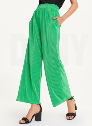 Παντελονι DKNY High Waisted Πλισέ Flare γυναικεια πρασινο | Greece_D1403