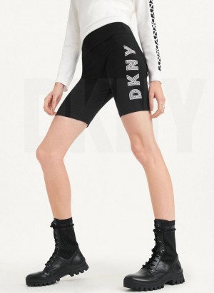 Σορτσ DKNY High waist tracking Logo Bike γυναικεια μαυρα ασπρα | Greece_D1231