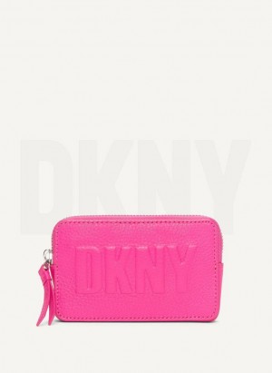 πορτοφολια DKNY Keyfob Cardcase Raised Logo γυναικεια ροζ μωβ | Greece_D0266