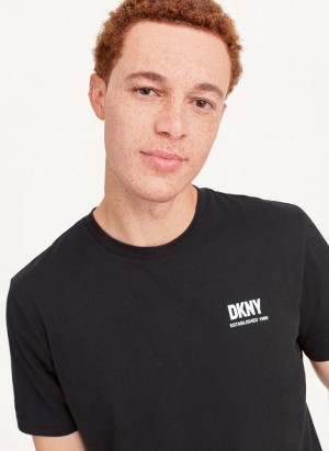 μπλουζακια DKNY Left Chest ανδρικα μαυρα | Greece_D0231