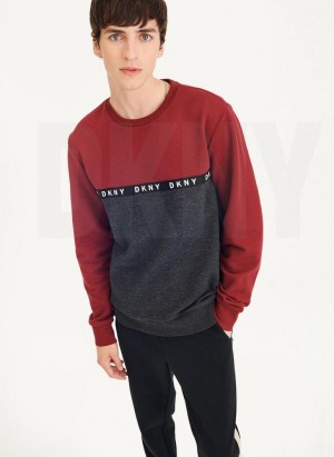 Φούτερ DKNY Logo Fleece Crew ανδρικα σκούρο κοκκινα | Greece_D0205