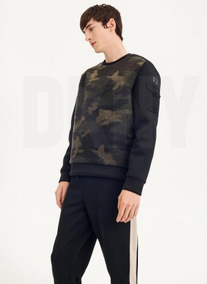 Φούτερ DKNY Long Sleeve Camo Neoprene Sleeve Crewneck ανδρικα καμουφλάζ | Greece_D0598