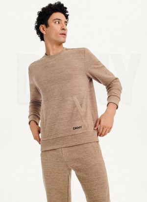 Φούτερ DKNY Lounge Crew Neck ανδρικα καφε | Greece_D0874