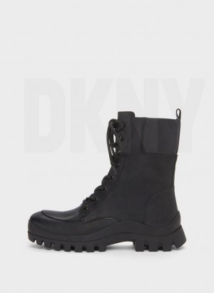 Μποτεσ DKNY Lug Sole Combat γυναικεια μαυρα | Greece_D0892