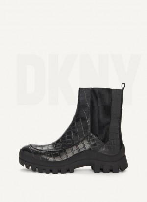 Μποτεσ DKNY Lug Sole Croco Chelsea γυναικεια μαυρα | Greece_D0489