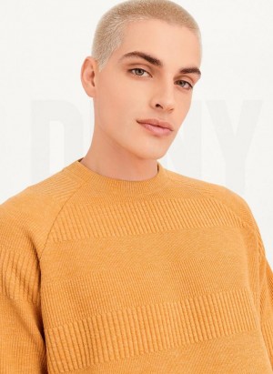 Πουλόβερ DKNY Mixed Texture Crewneck ανδρικα κίτρινα | Greece_D1721