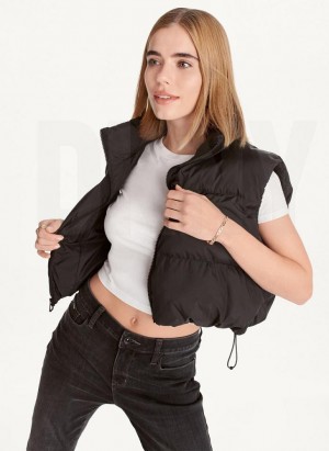 παλτό DKNY Oversized Cropped Vest γυναικεια μαυρα | Greece_D1009