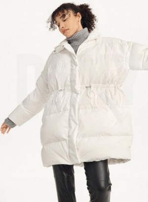 παλτό DKNY Oversized Puffer With Zip Sleeves γυναικεια ασπρα | Greece_D0903