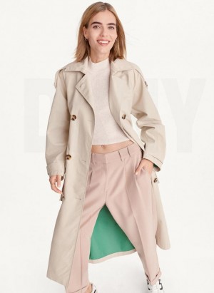 Μπουφαν DKNY Oversized Trench With Inner Details γυναικεια καφε | Greece_D0641