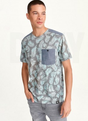 μπλουζακια DKNY Palm Print Crew ανδρικα μεντα | Greece_D0792