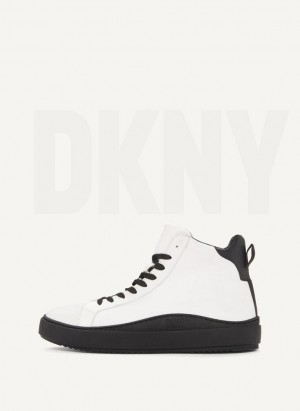 Μποτεσ DKNY Plain Hi Top ανδρικα ασπρα | Greece_D1148