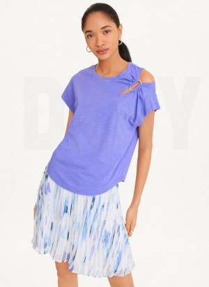 μπλουζακια DKNY Shoulder Cut Out γυναικεια μπλε | Greece_D0450