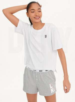 Πιζάμες DKNY Sleep Top γυναικεια ασπρα | Greece_D0280