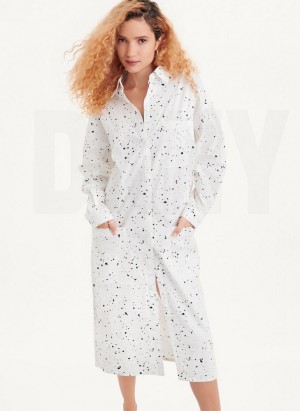 Φορεμα DKNY Splatter Print γυναικεια ασπρα Πολύχρωμο | Greece_D0263