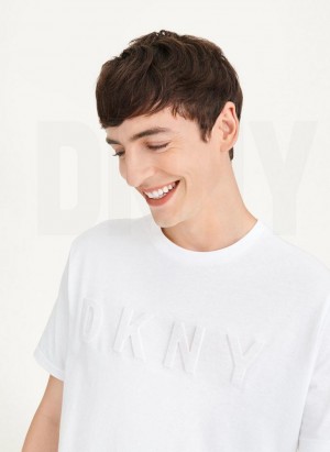 μπλουζακια DKNY Stamped Logo ανδρικα ασπρα | Greece_D0686