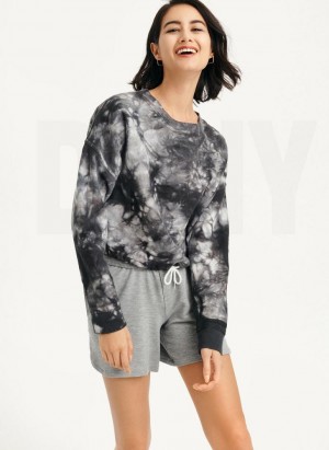 Φούτερ DKNY Tie Dye Crew Neck Pullover With Tie γυναικεια μαυρα | Greece_D0331