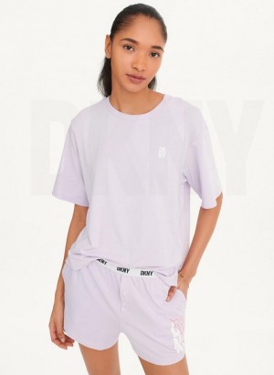 Πιζάμες DKNY Top & Boxer Sleep Set γυναικεια μωβ | Greece_D1810