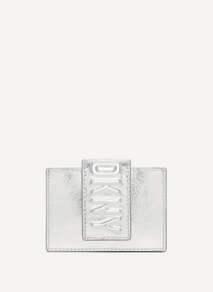 πορτοφολια DKNY Uptown δερματινα Card Case ανδρικα ασημι | Greece_D0415