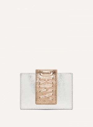 πορτοφολια DKNY Uptown δερματινα Card Case γυναικεια ασημι χρυσο χρωμα | Greece_D0393