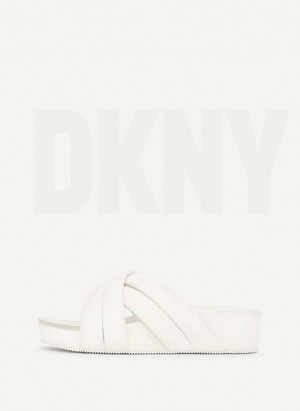 Σαγιοναρεσ DKNY Vienna Puffy λουρακια γυναικεια ασπρα | Greece_D0550