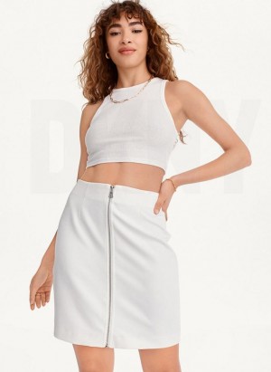 φουστεσ DKNY Zip Front Midi γυναικεια ασπρα | Greece_D0789