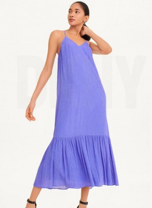 Φορεμα DKNY αμανικα Crinkly Rayon γυναικεια μπλε | Greece_D1906